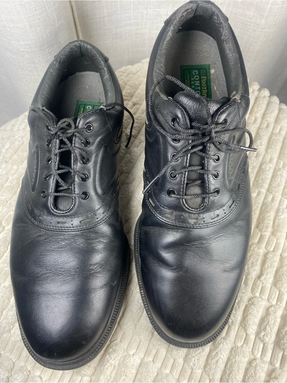 FootJoy Contour Series Black Leather Spikeless Golf Shoes Men's Size 10.5 M